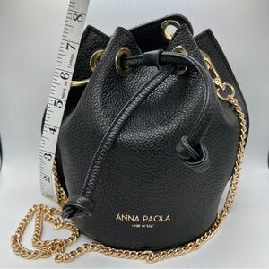 Anna Paola Black and Gold Mini Bucket Bag